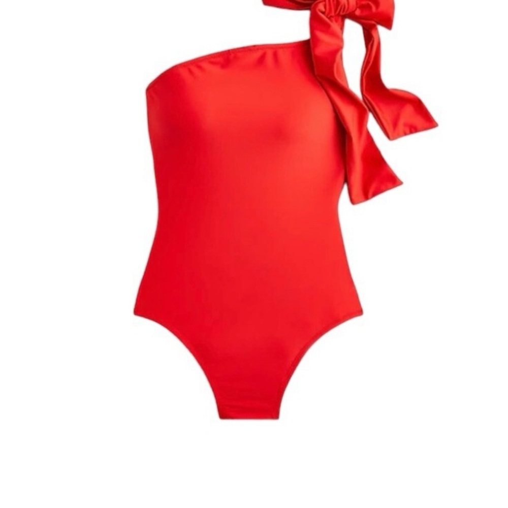 J CREW ONE SHOULDER SWIMSUIT CHERRY RED WOMENS 24 NWT
